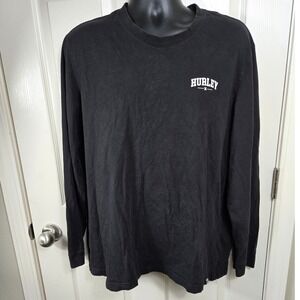 Hurley Mens XXL Long Sleeve T‎ Shirt Black Graphic Logo Casual Top Streetwear